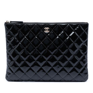 Pre-Loved Chanel Medium Quilted Patent O Case Clutch